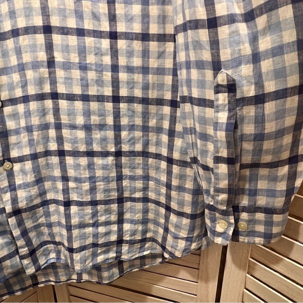 Joseph Turner Linen Button Down Plaid Shirt XL - Picture 6 of 10